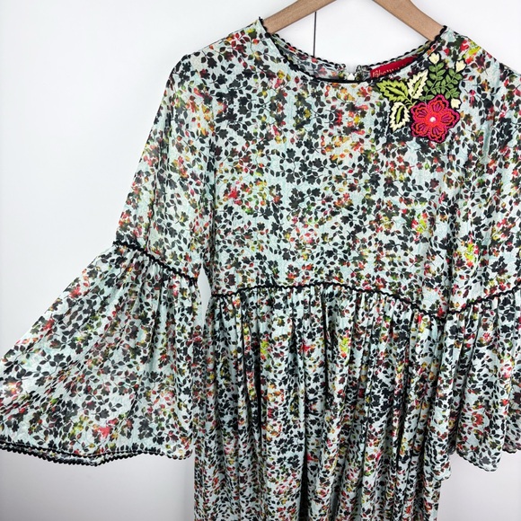 Anthropologie Bhanuni by Jyoti Libra Embroidered Floral Tunic Mini Dress Size 10 - Picture 4 of 9